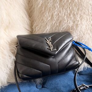 SAINT LAURENT
Calfskin Y Quilted Monogram Toy Loulou Crossbody Bag Black